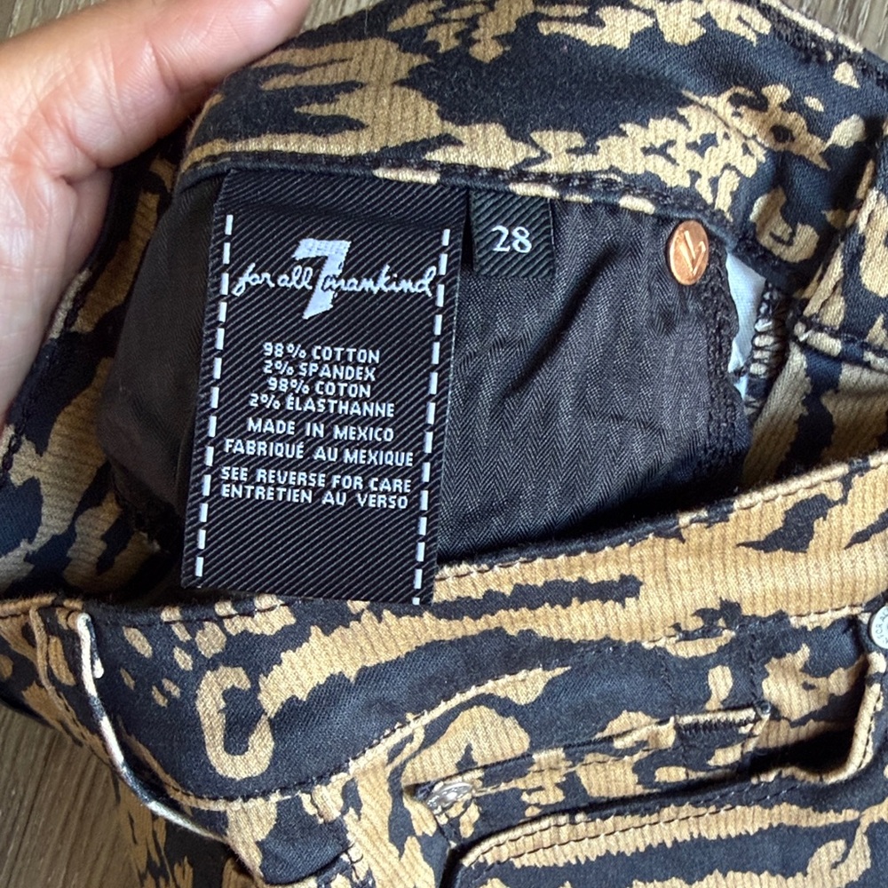 7 For All Mankind Leopard Print Ankle Skinny Jeans Size: 28 - Picture 4 of 8